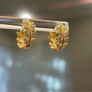 925 Sterling Silver Gold Plated Leaf Design Earrings